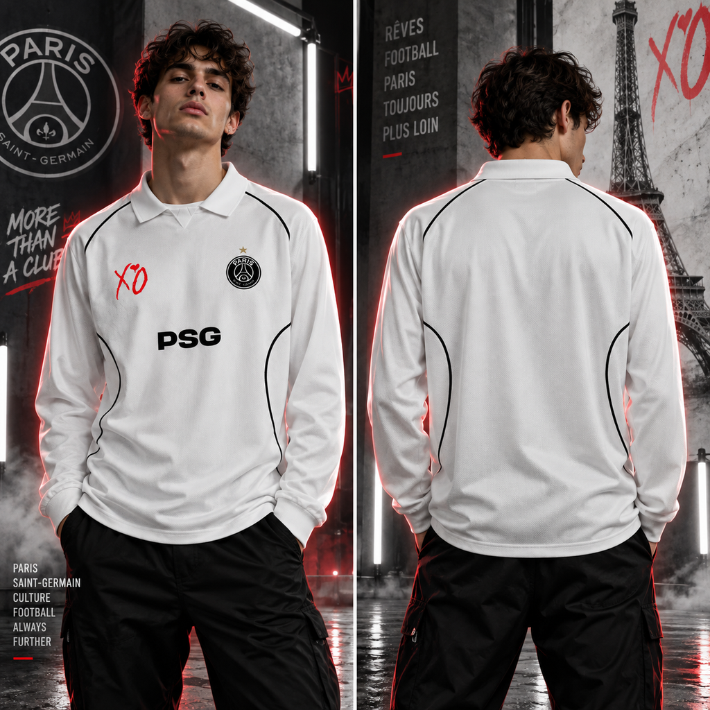 Camiseta PSG x The Weeknd XO More Than A Club - Vista frontal y trasera con modelo